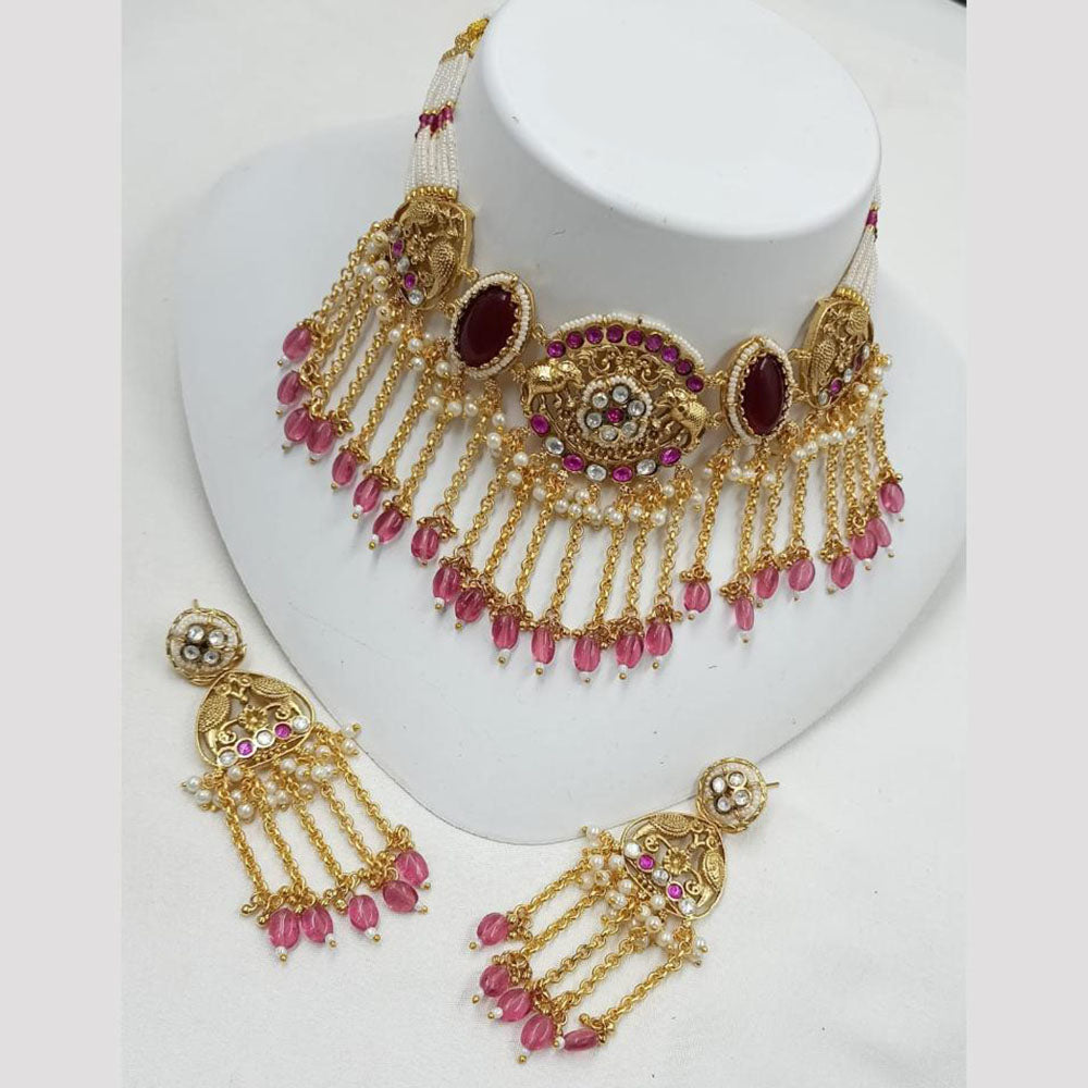 NAFJ Pota Stone Necklace Set with Antique Copper Plating