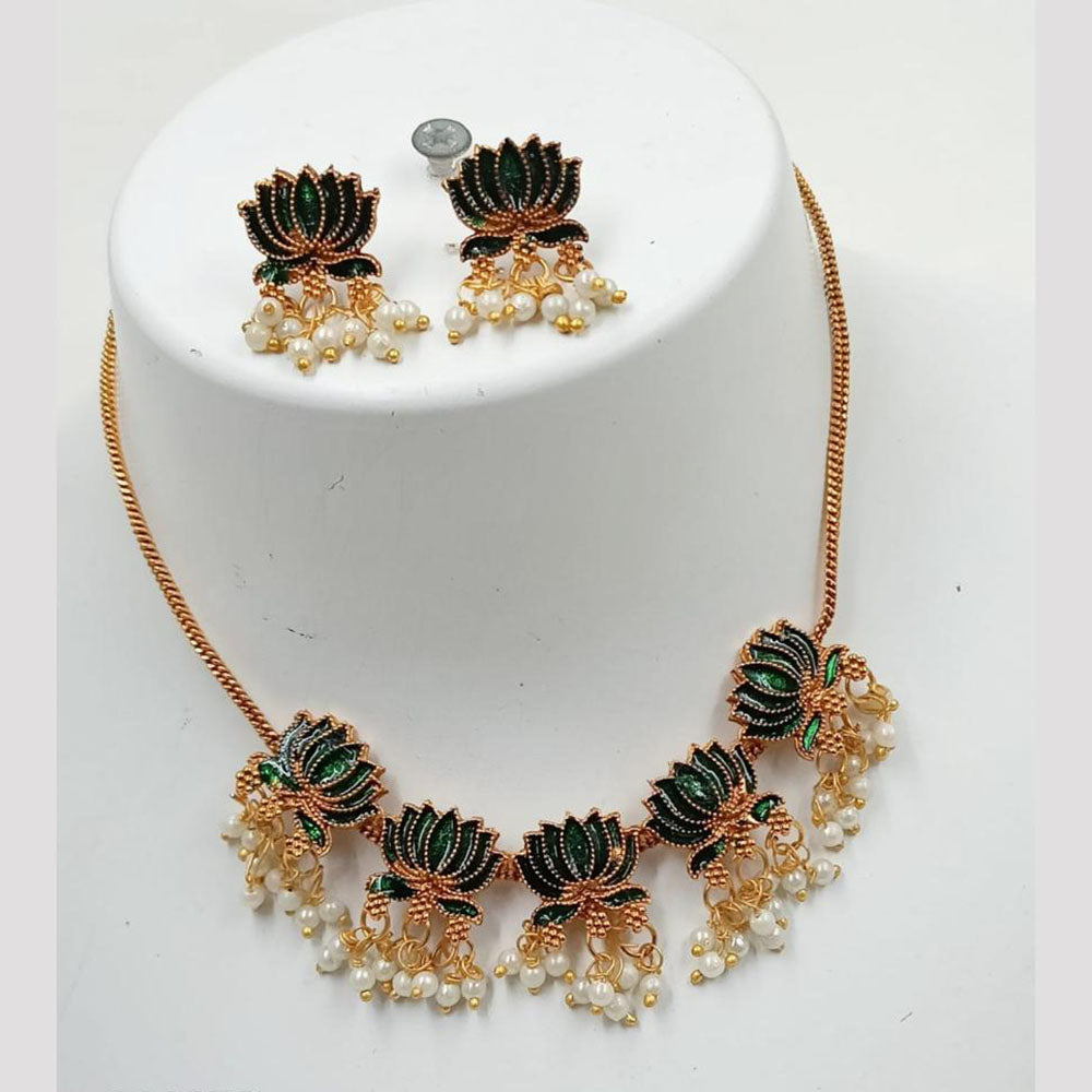 NAFJ Traditional Pearl Choker Set with Lotus Detailing
