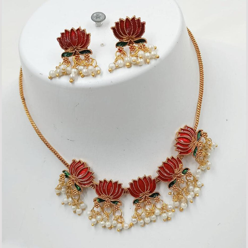 NAFJ Traditional Pearl Choker Set with Lotus Detailing