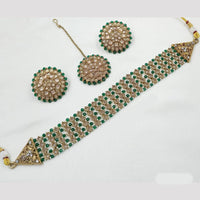 NAFJ Crystal Choker Necklace Set with Antique Mehndi Touch