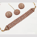 NAFJ Crystal Choker Necklace Set with Antique Mehndi Touch
