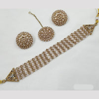 NAFJ Crystal Choker Necklace Set with Antique Mehndi Touch