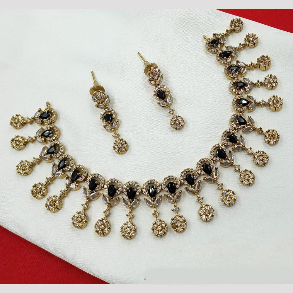 NAFJ  Elegant American Diamond Necklace Set in Mehndi Polish