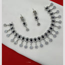 NAFJ Elegant Rhodium Finish Necklace Set with American Diamonds