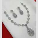 NAFJ Elegant Rhodium Finish Necklace Set with American Diamonds
