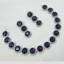 NAFJ Elegant Rhodium Finish Necklace Set with American Diamonds