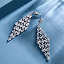 NAFJ Glam Drop  AD Dangler Earrings in Rhodium Finish