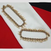 NAFJ Stylish Anklet Set Crystal & Pearl Design in Mehndi Polish