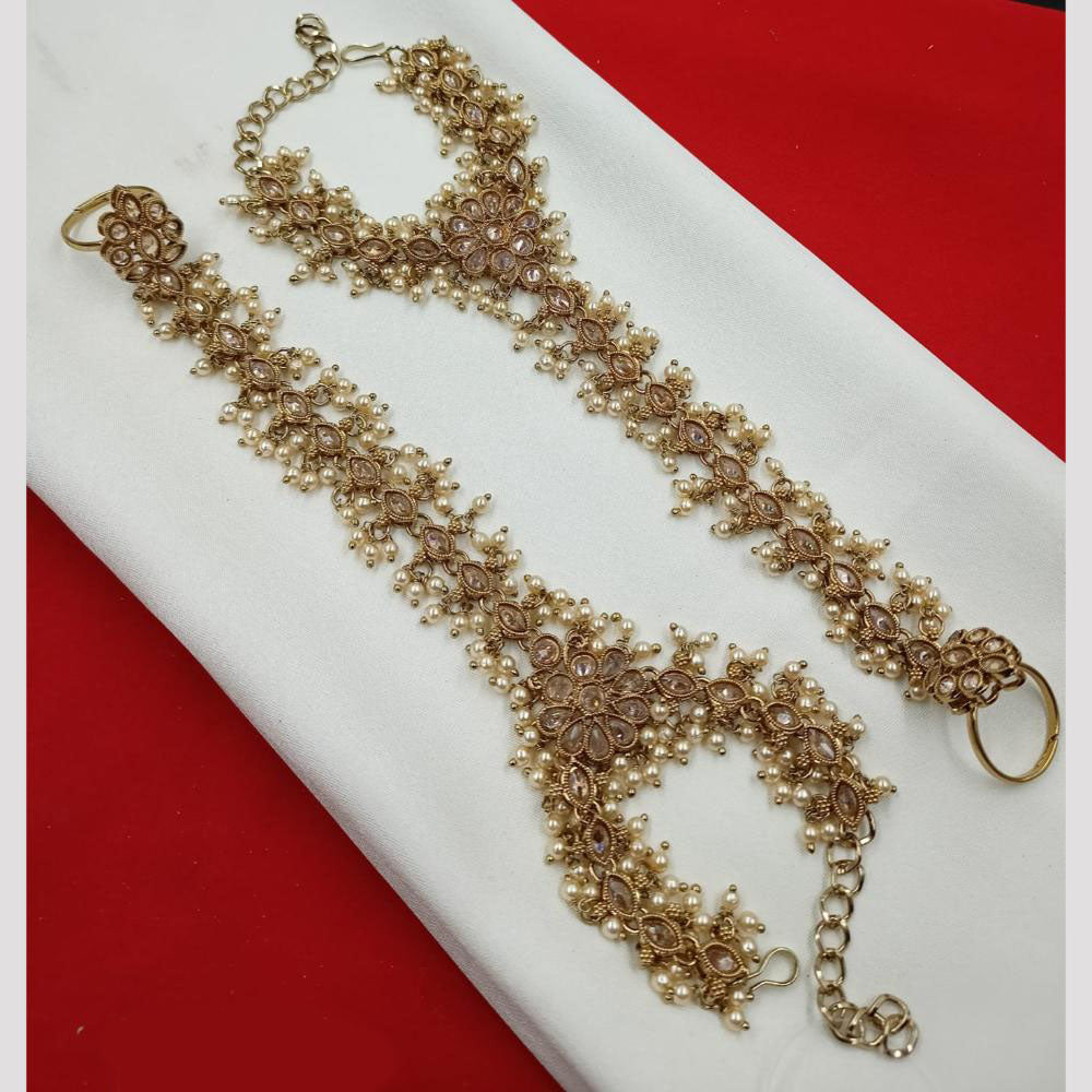 NAFJ Bridal Glam Crystal Stone Hand Harness for Weddings & Festive Wear