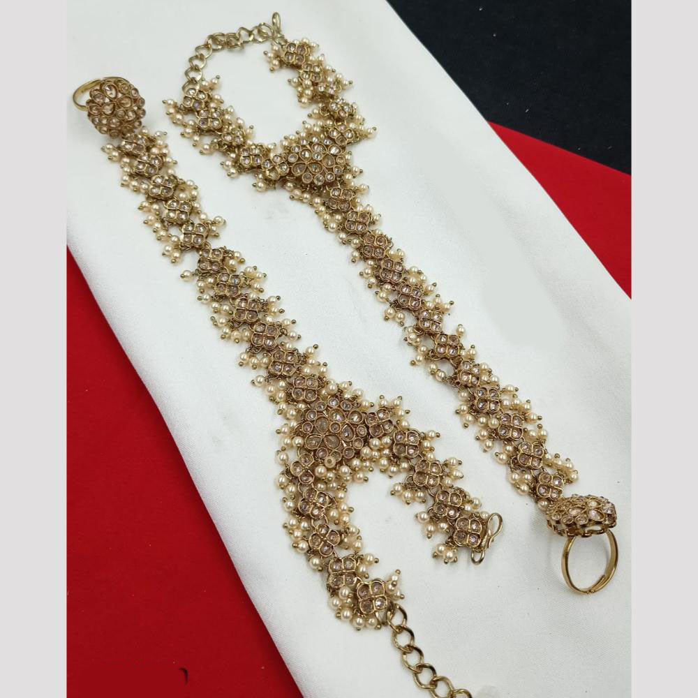 NAFJ Bridal Glam Crystal Stone Hand Harness for Weddings & Festive Wear