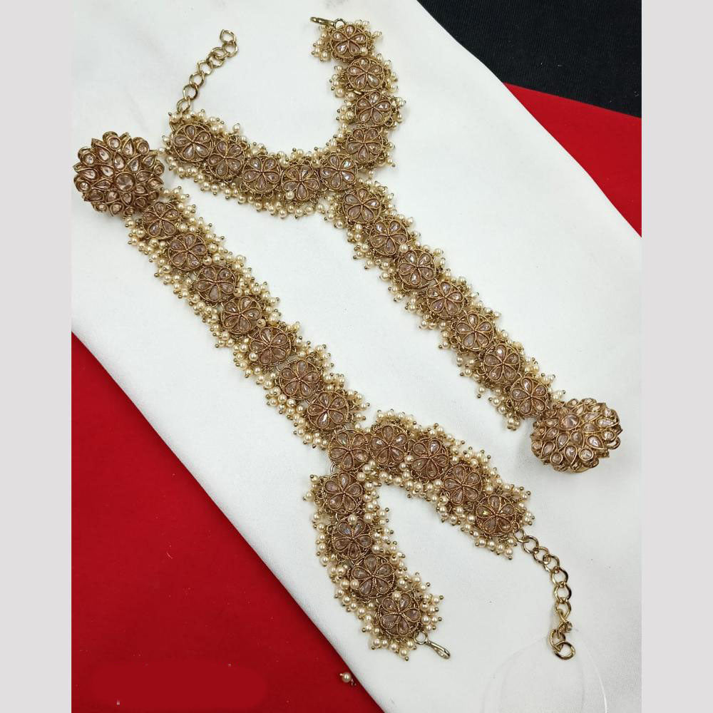 NAFJ Bridal Glam Crystal Stone Hand Harness for Weddings & Festive Wear