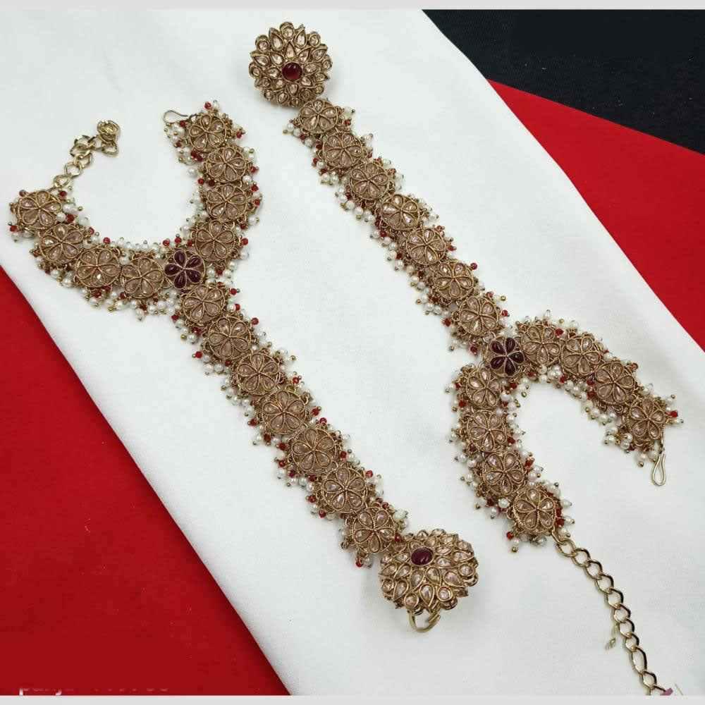 NAFJ Bridal Glam Crystal Stone Hand Harness for Weddings & Festive Wear