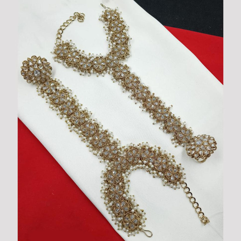 NAFJ Bridal Glam Crystal Stone Hand Harness for Weddings & Festive Wear