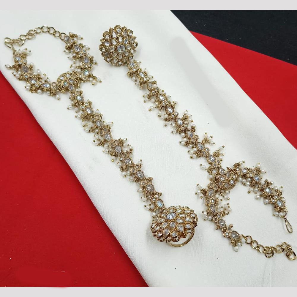 NAFJ Bridal Glam Crystal Stone Hand Harness for Weddings & Festive Wear