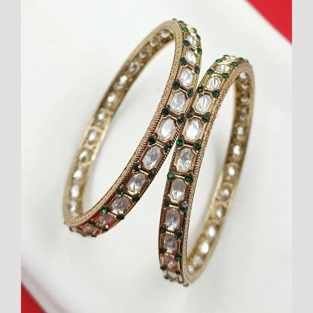 NAFJ Premium Kundan Bangle Set with Antique Mehndi Finish