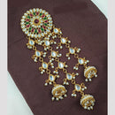 NAFJ Elegant Hair Brooch with Kundan and Pearl Detailing
