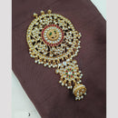 NAFJ Elegant Hair Brooch with Kundan and Pearl Detailing