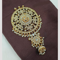 NAFJ Elegant Hair Brooch with Kundan and Pearl Detailing