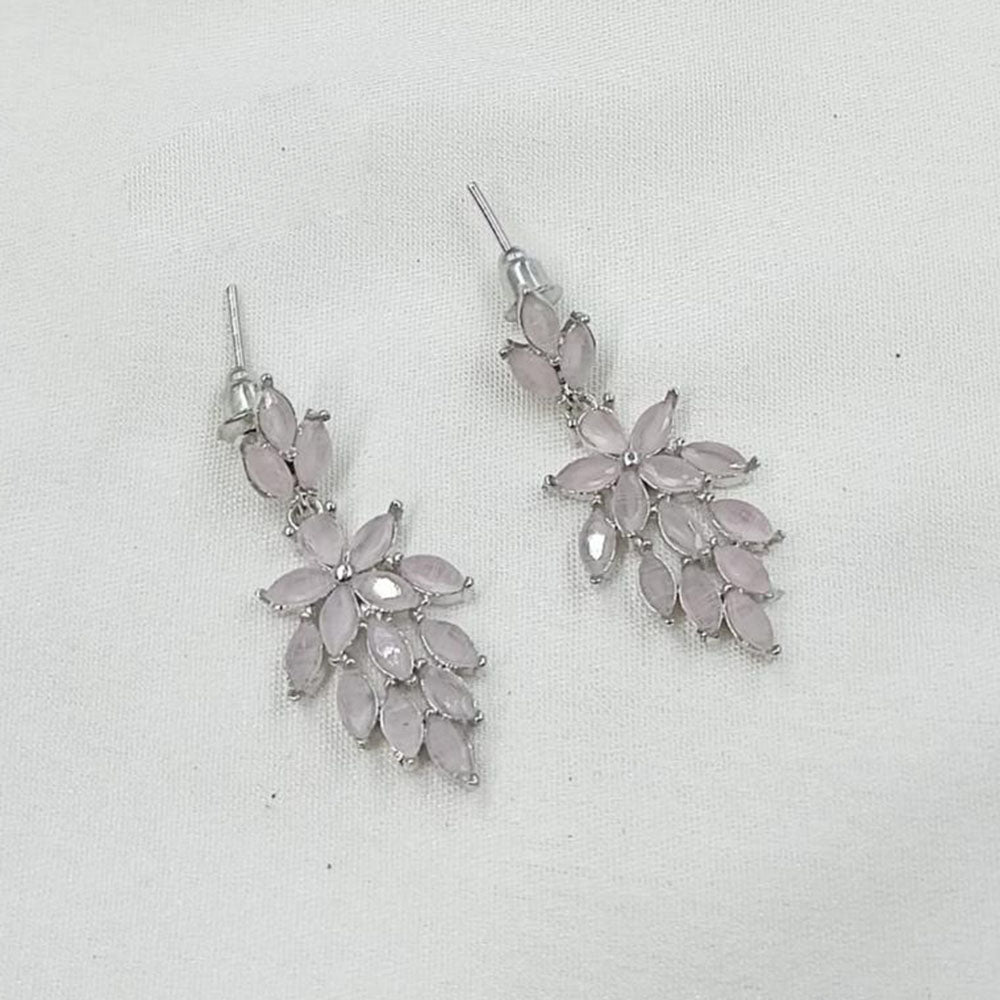 NAFJ Radiant Silver Plated Sparkling Crystal Stone Dangle Earrings