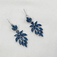 NAFJ Radiant Silver Plated Sparkling Crystal Stone Dangle Earrings