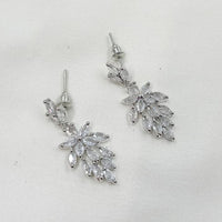 NAFJ Radiant Silver Plated Sparkling Crystal Stone Dangle Earrings