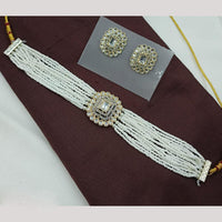 NAFJ Ethnic Kundan Pearl And Austrian Stone Choker Necklace Set