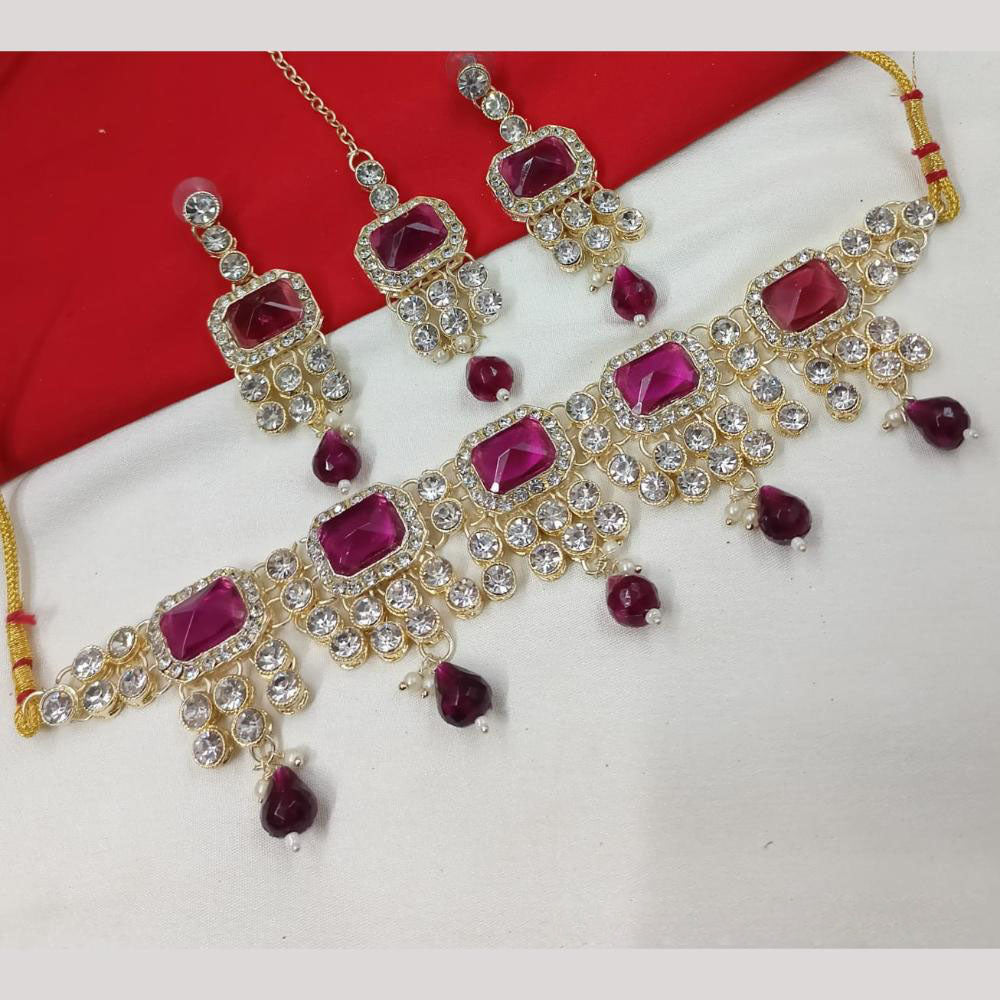 NAFJ Glam Crystal And Austrian Stone Pearl Choker Set