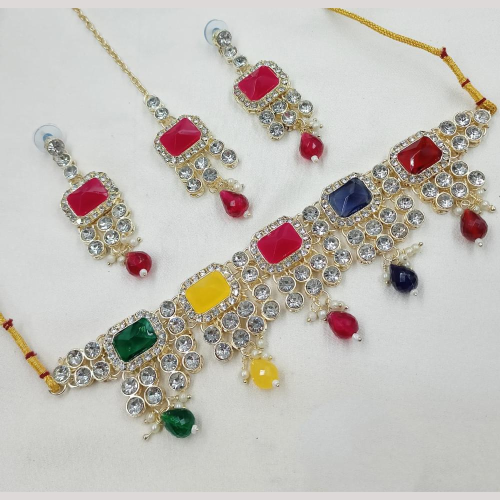 NAFJ Glam Crystal And Austrian Stone Pearl Choker Set