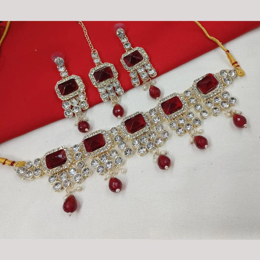 NAFJ Glam Crystal And Austrian Stone Pearl Choker Set