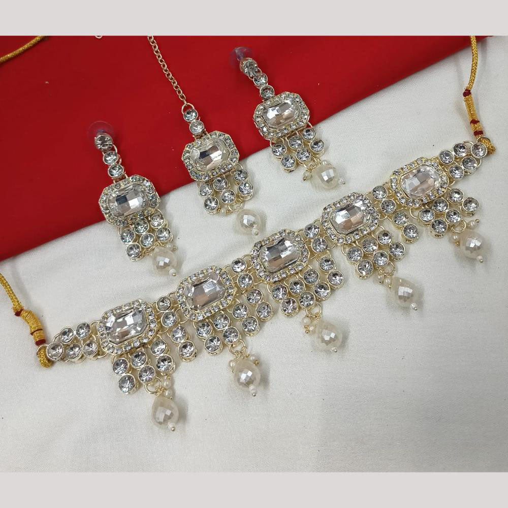 NAFJ Glam Crystal And Austrian Stone Pearl Choker Set