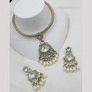 NAFJ Premium Kundan Stone With Beads And Pearl Necklace Set
