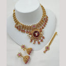 NAFJ Elegant Kundan And Pearl Meenakari Choker Necklace Set