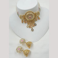 NAFJ Elegant Kundan And Pearl Meenakari Choker Necklace Set