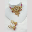 NAFJ Elegant Kundan And Pearl Meenakari Choker Necklace Set