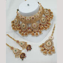 NAFJ Heavy Kundan And Pearl Meenakari Choker Necklace Set
