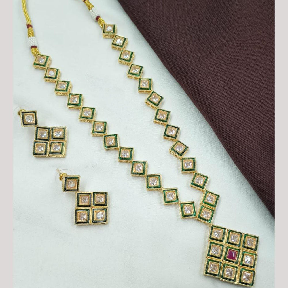 NAFJ Royal Crystals With Pota Meenakari Necklace Set