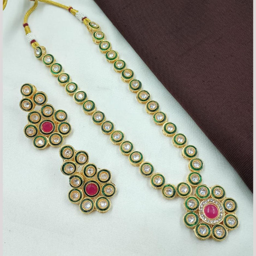 NAFJ Royal Crystals With Pota Meenakari Necklace Set