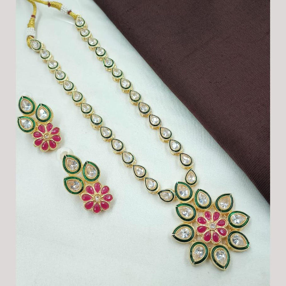 NAFJ Royal Crystals With Pota Meenakari Necklace Set