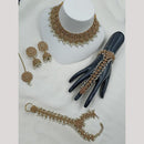 NAFJ Luxury Crystal And Pearl Paired With Hand Harness Necklace Set