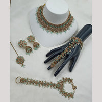NAFJ Luxury Crystal And Pearl Paired With Hand Harness Necklace Set