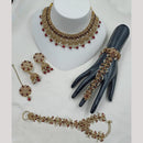 NAFJ Luxury Crystal And Pearl Paired With Hand Harness Necklace Set