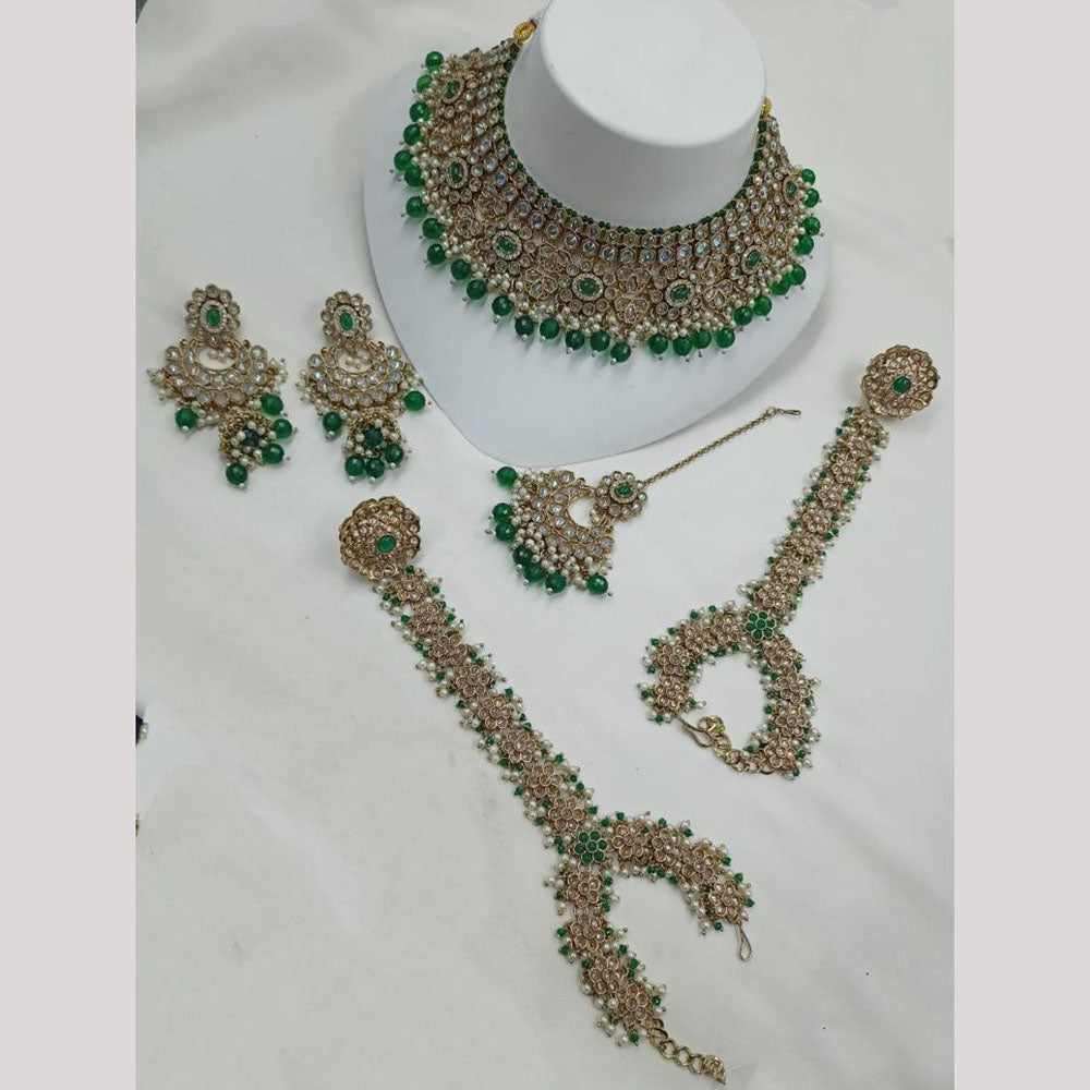 NAFJ Luxury Crystal And Pearl Paired With Hand Harness Necklace Set