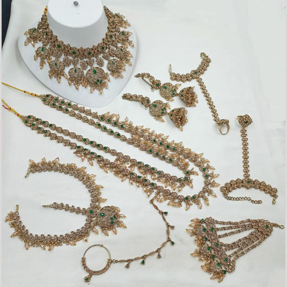 NAFJ Heritage Crystal Stones And Pearl Bridal Jewellery Set