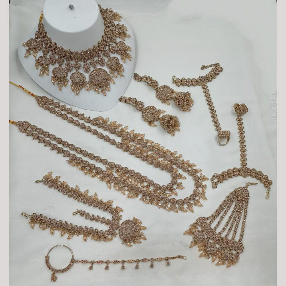 NAFJ Heritage Crystal Stones And Pearl Bridal Jewellery Set