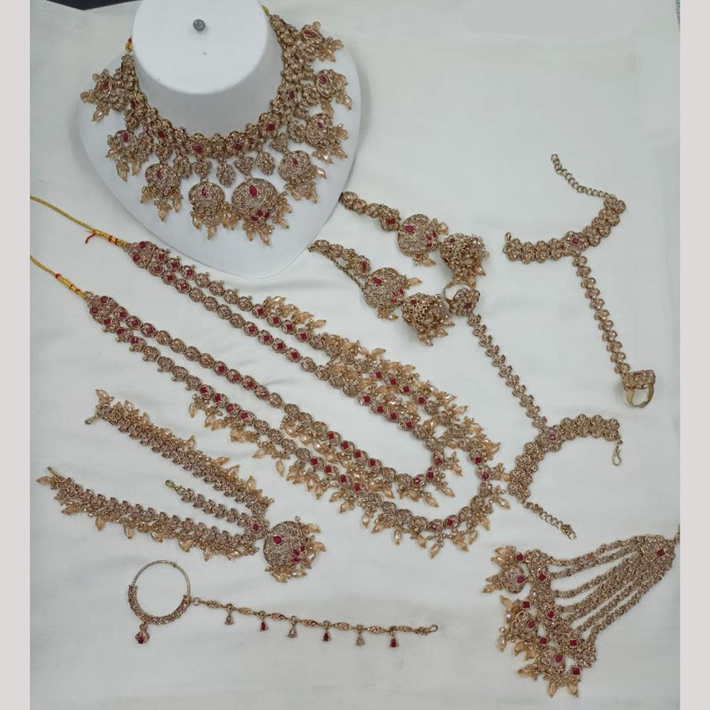 NAFJ Heritage Crystal Stones And Pearl Bridal Jewellery Set