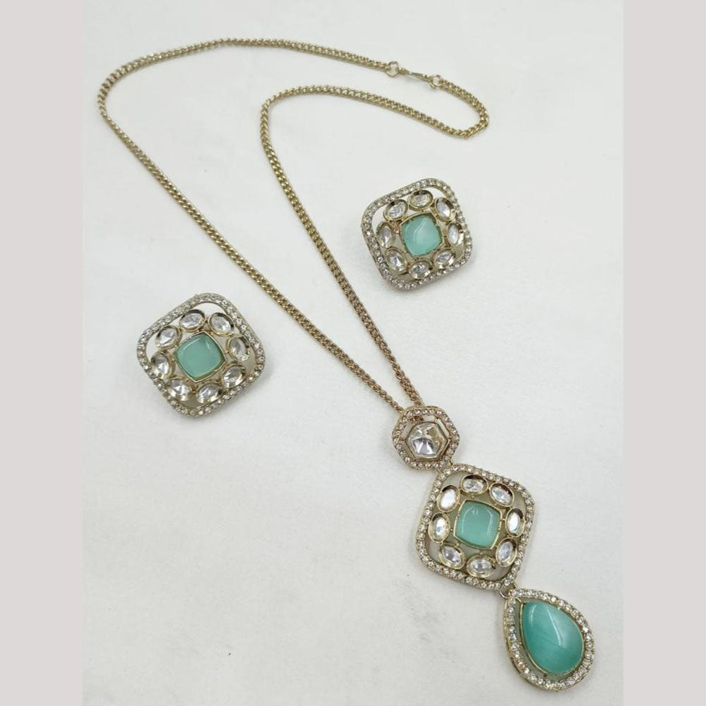 NAFJ Elegant Polki Kundan Stone Designer Pendant Set