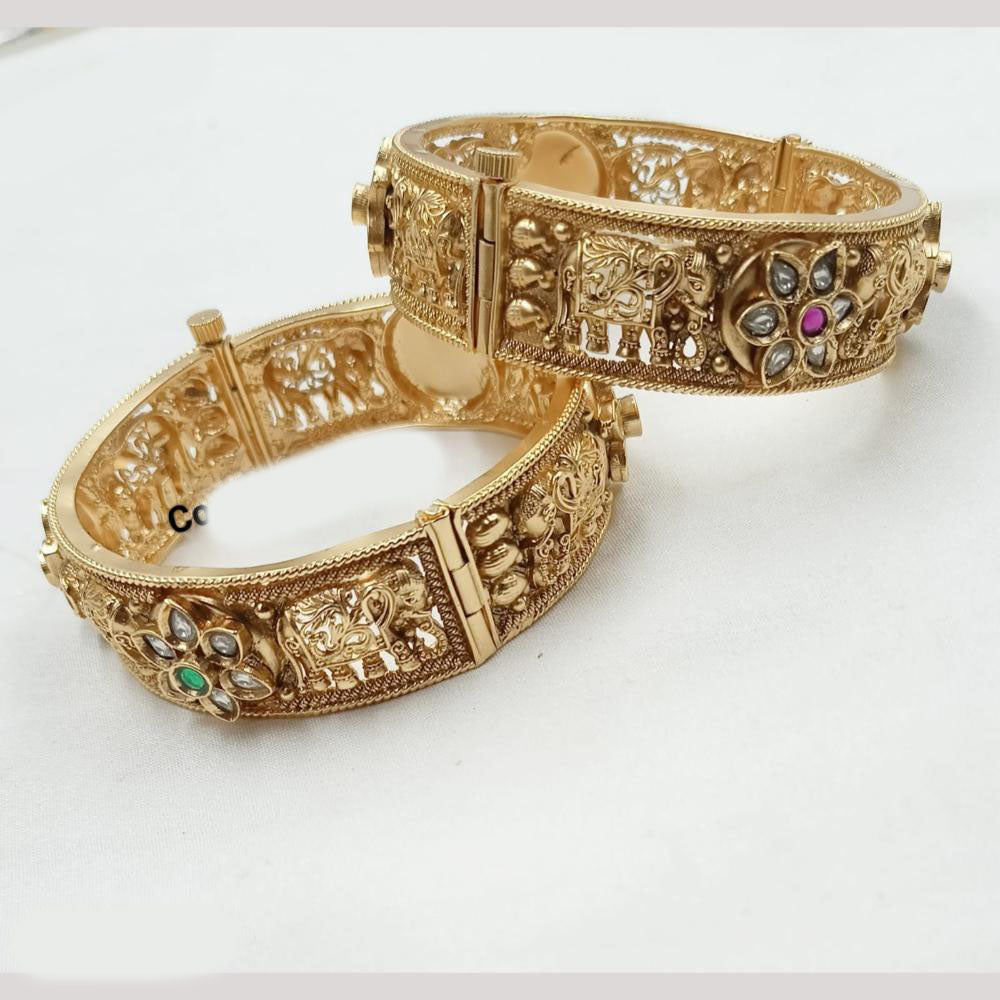NAFJ Classic Pota Stone Openable Bangles Set