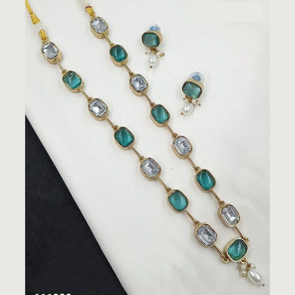 NAFJ Classic Crystal Stone And Beads Long Necklace Set
