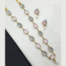 NAFJ Classic Crystal Stone And Beads Long Necklace Set