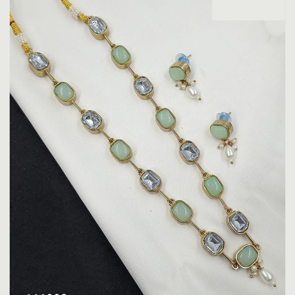 NAFJ Classic Crystal Stone And Beads Long Necklace Set